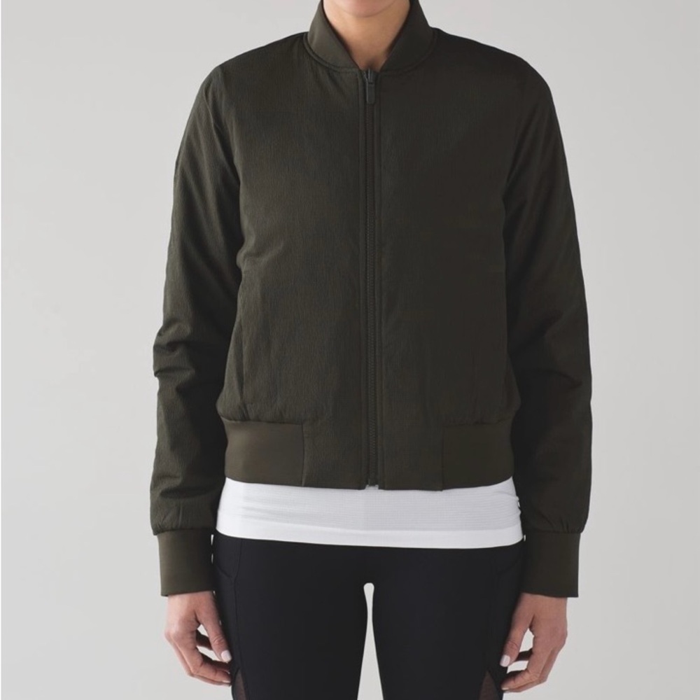Lululemon Athletica Non- Stop Bomber Reversible Dark Olive 4